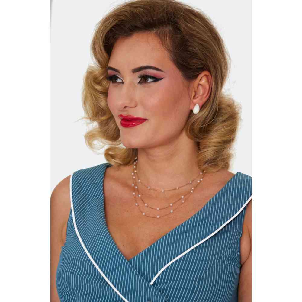 Voodoo Vixen - Retro White Teardrop Earrings - White